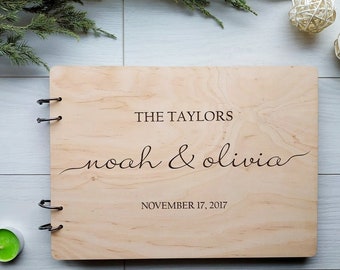 Modern wedding guest book, Wood wedding guest book, Printed guestbook, Modern guest book, Personalized guest book, Unique wedding guestbook