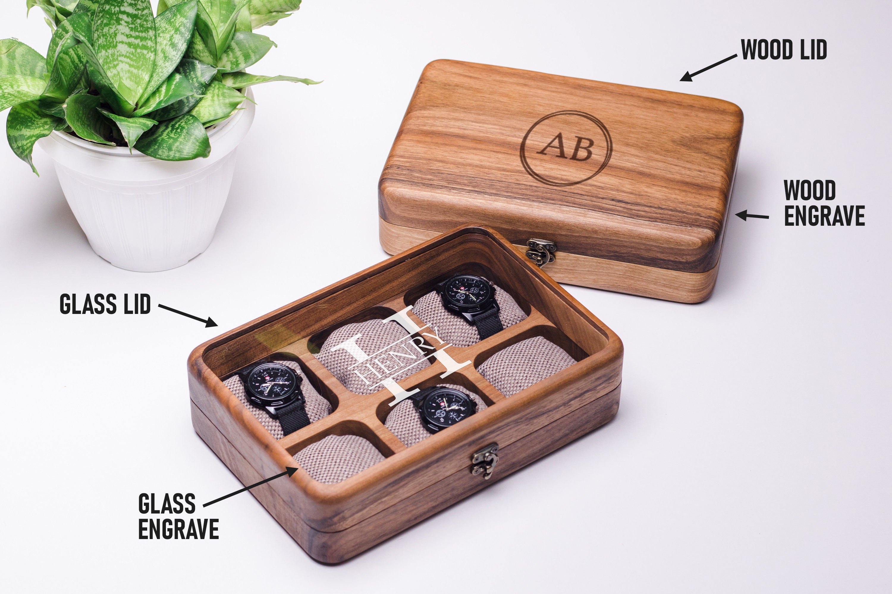 Wood Watch Box Walnut Watch Storage Box Modern Watch Boxes Etsy UK