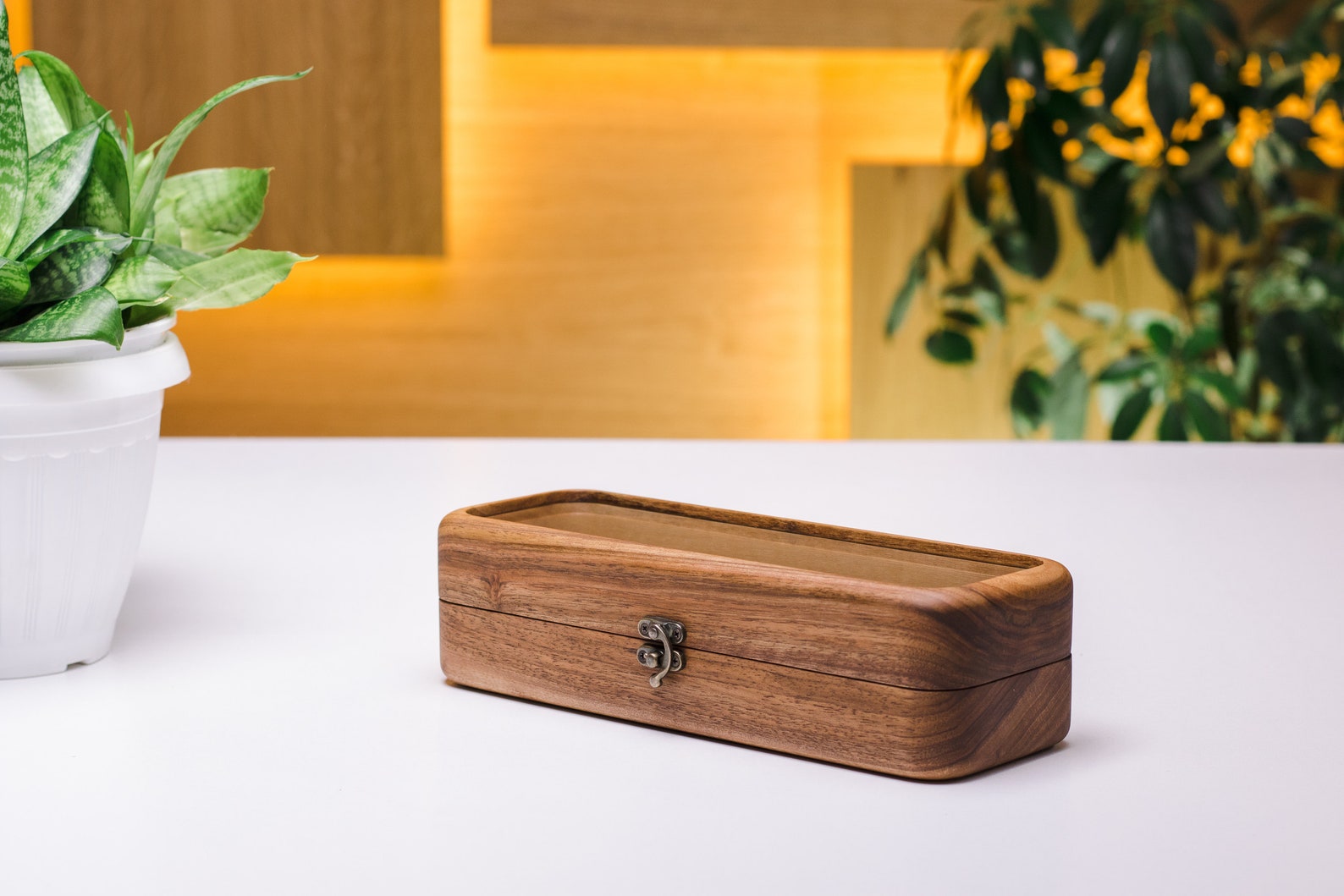 Wood Watch Box Walnut Watch Storage Box Modern Watch Boxes Etsy