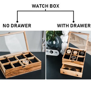 Mens watch box with drawer,Watch box with drawer,Watch storage box,Walnut jewelry box,Mens watch box,Watch holder for men,8 watch box image 8