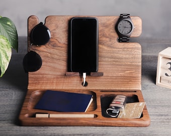 Docking station for men, Father's day gift, Gift for him, Christmas gift, Gift for dad, Charging station, Desk organizer