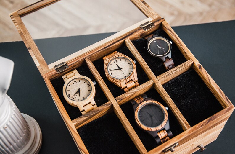 Mens watch box with drawer,Watch box with drawer,Watch storage box,Walnut jewelry box,Mens watch box,Watch holder for men,8 watch box image 9