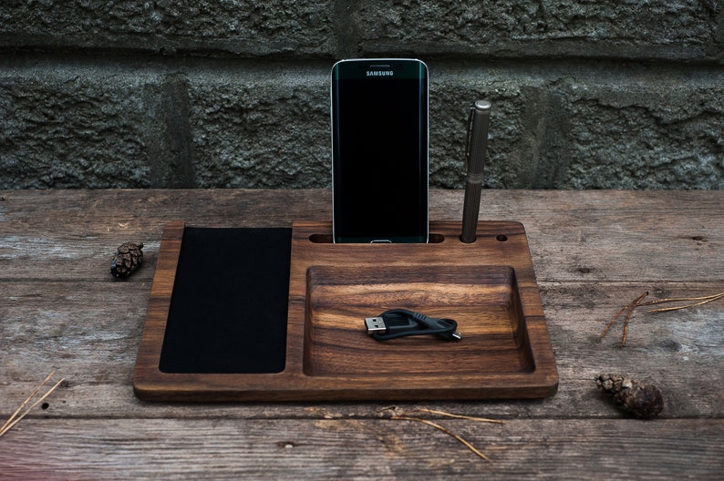 Wireless Charger,Father's Day gift,Phone dock,Charging station,Docking station men,Wood charging station,Wood docking station personalized image 6