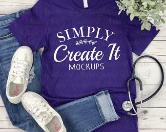 Team Purple T Shirt Bella Canvas Mockup 3001 Team Purple Etsy