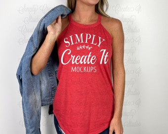 District DT137L Red Frost Rocker Tank Model Mockup, DT137L Red Frost, Red Frost Rocker Tank, Rocker Tank Model Mockup, Red Tank Mockup