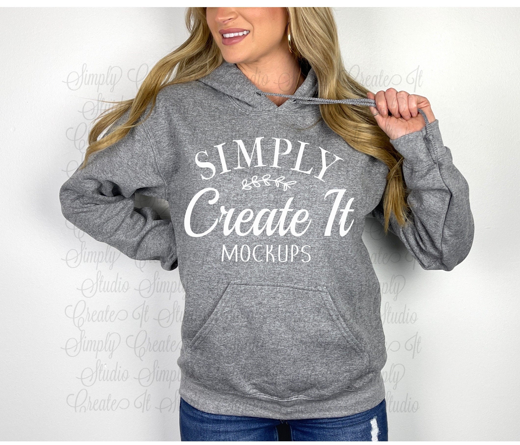 Gildan 18500 Graphite Heather Hooded Sweatshirt Model Mockup - Etsy UK