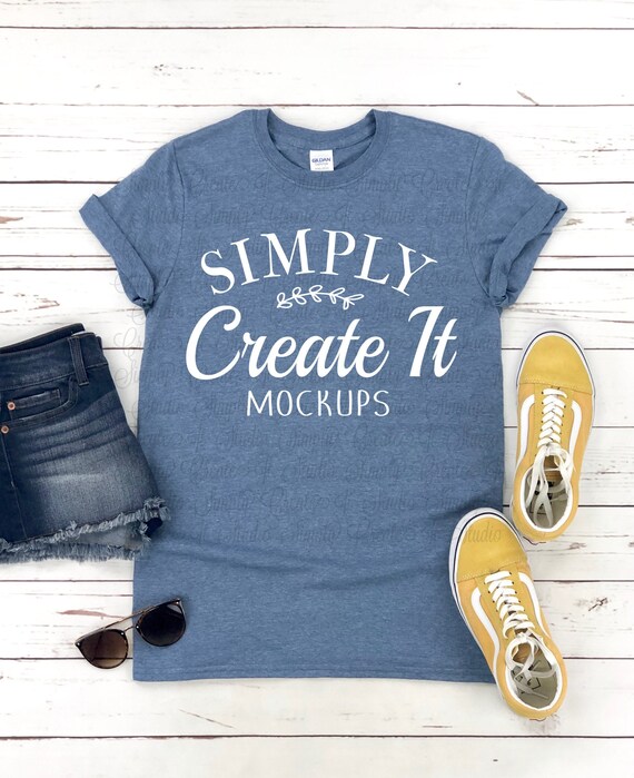 Download Gildan 64000 Heather Indigo Gildan Mockup Gildan 64000 Etsy