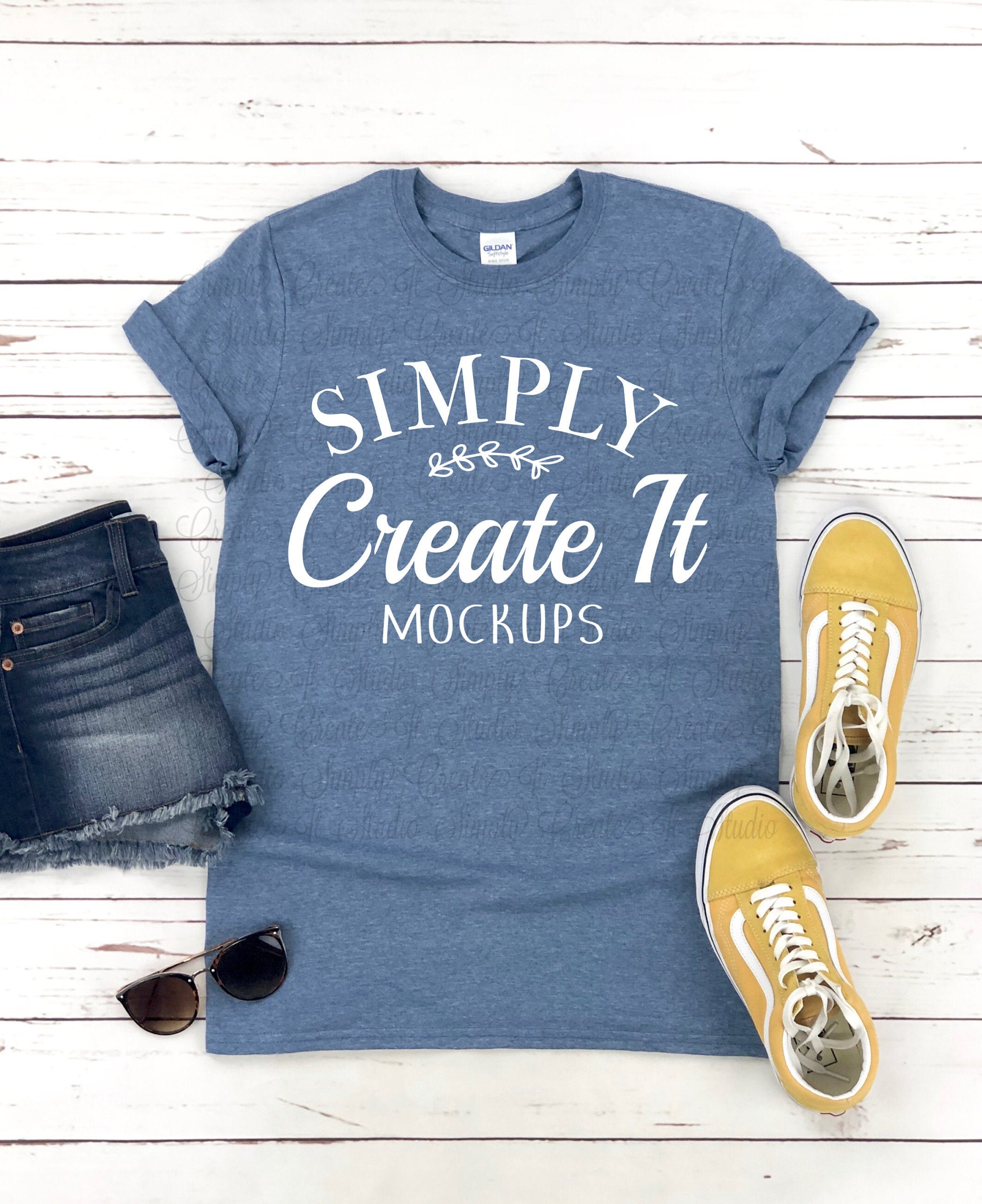 Download Gildan 64000 Heather Indigo Gildan mockup Gildan 64000 | Etsy