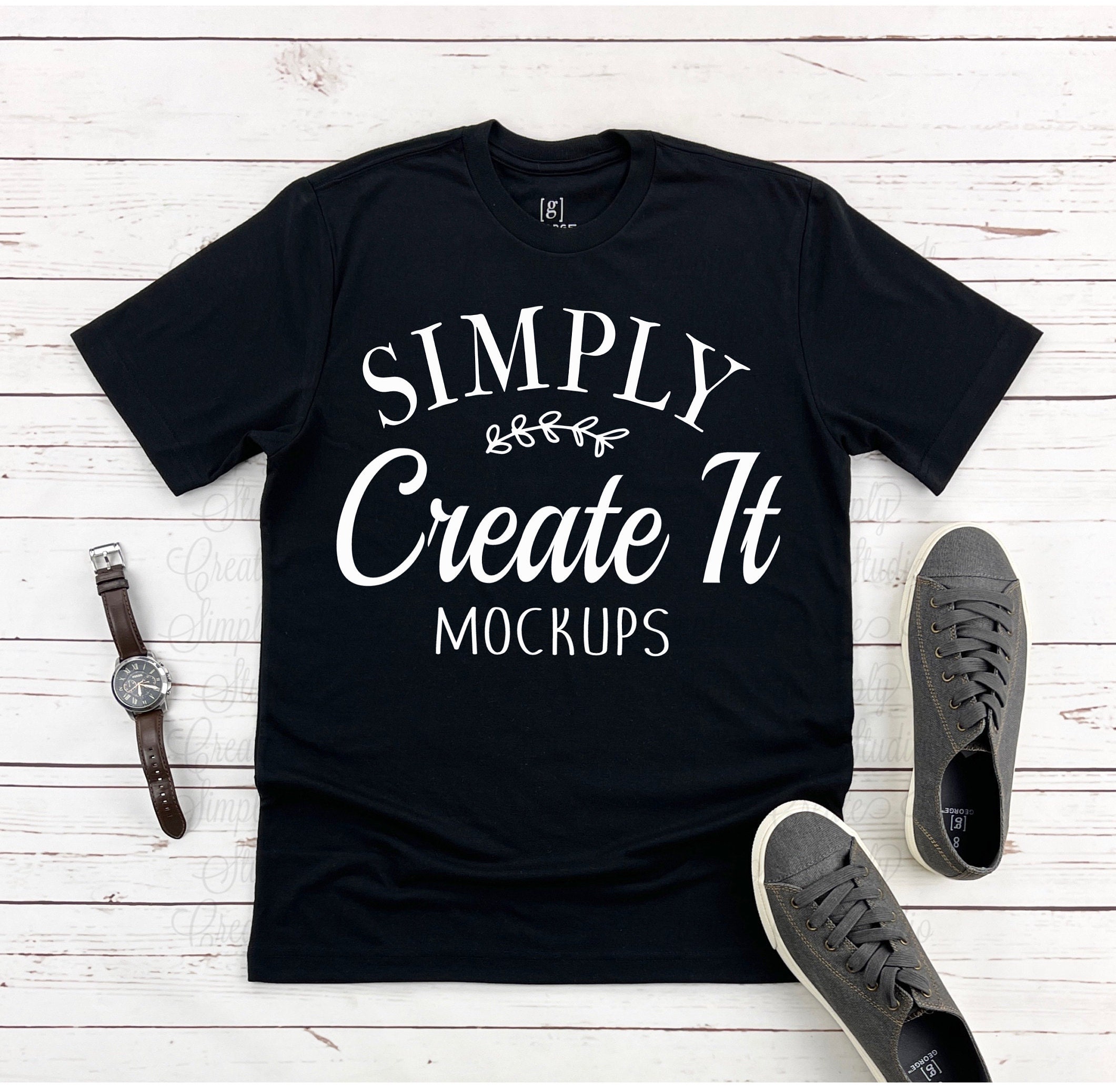 Linen Mockup George Black T-shirt | Etsy