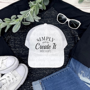 White Hat Mockup, 6606 White Trucker Hat Mockup, White Cap Mockup, Trucker Hat Mockup, Baseball Cap Mockup, Mockup, Baseball Hat