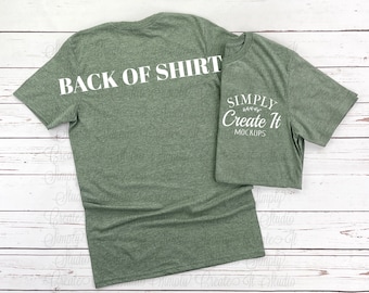 Gildan 64000 Heather Military Green Mockup, Gildan 64000 Pocket Mockup, t-shirt mockup, Flat Lay mockup, 64000 Heather Military Green
