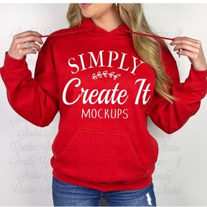 Gildan 18500 rode hoodie mockup, Gildan 18500 model mockup, rode hoodie mockup, Gildan Red 18500, 18500 rode hoodie