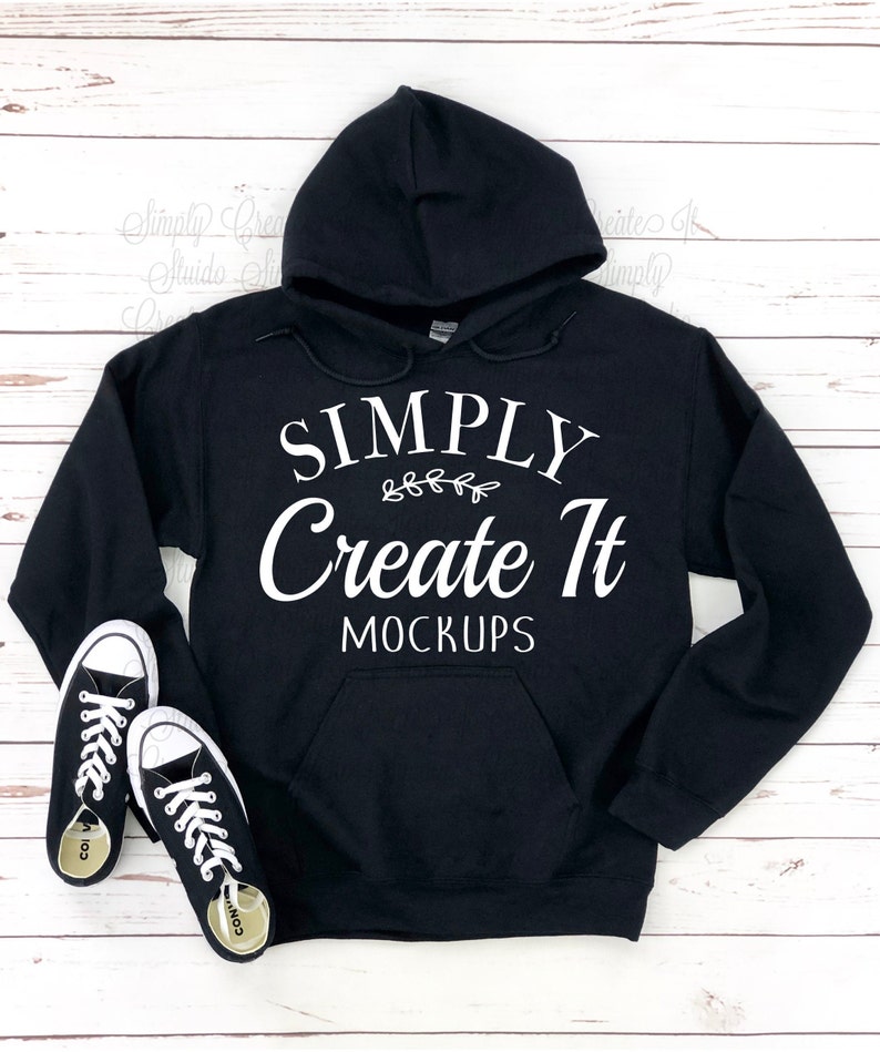 Download Gildan 18500 Black Hoodie Mockup Gildan 18500 Black hoodie ...