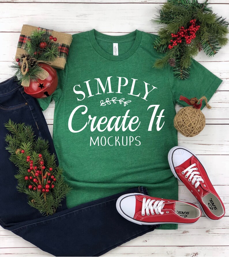 Download Bella 3001CVC Heather Grass Green Mockup Heather Grass | Etsy