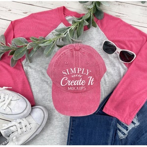 Hot Pink Hat Mockup, AD969 Hot Pink Hat Mockup, Hot Pink Cap Mockup, Distressed Hat Mockup, Baseball Cap Mockup, Mockup, Baseball Hat