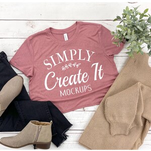 Bella Canvas B8882 Mauve Crop mockup, Bella 8882 Mauve, Crop Top mockup, Mauve t-shirt mockup, Flat Lay mockup, Bella Mockup