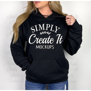 Gildan 18500 Black Hooded Sweatshirt Mockup, Gildan 18500 Model Mockup, Black Hoodie Mockup, Flat Lay mockup, Gildan , 18500 Black