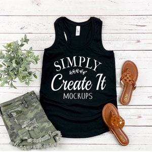 District Tank DM138L Black Mockup, DM138L Black, DM138L Tank Mockup, Flat Lay, Black Tank Mockup