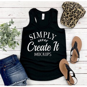 District Tank DM138L Black Mockup, DM138L Black, DM138L Tank Mockup, Flat Lay, Black Tank Mockup