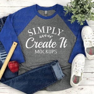 Next Level 6051 Raglan Vintage Blue Premium Heather, 6051 Blue,Flatlay, Next Level Mockup, Next Level Unisex shirt, Next Level adult shirt
