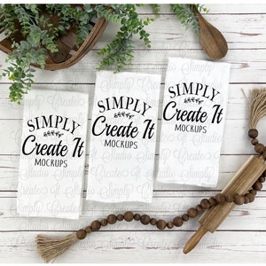 Tea Towel Mockup, 3 Kitchen Towel Mockup, Tea Towel, Flour Sack, Flour Sack Mockup, Tea Towel Flat Lay, White Towel Mockup,