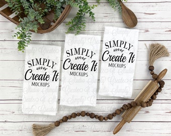 Tea Towel Mockup, 3 Kitchen Towel Mockup, Tea Towel, Flour Sack, Flour Sack Mockup, Tea Towel Flat Lay, White Towel Mockup,