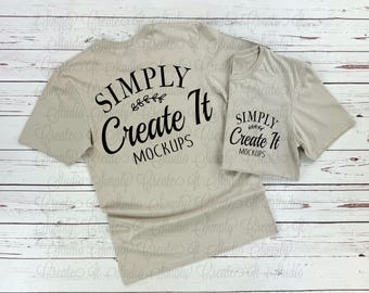 Gildan 64000 Sand Mockup, BACK OF T-SHIRT, Pocket T-Shirt Mockup, Flat Lay, 64000 Sand Mockup, 64000 Sand