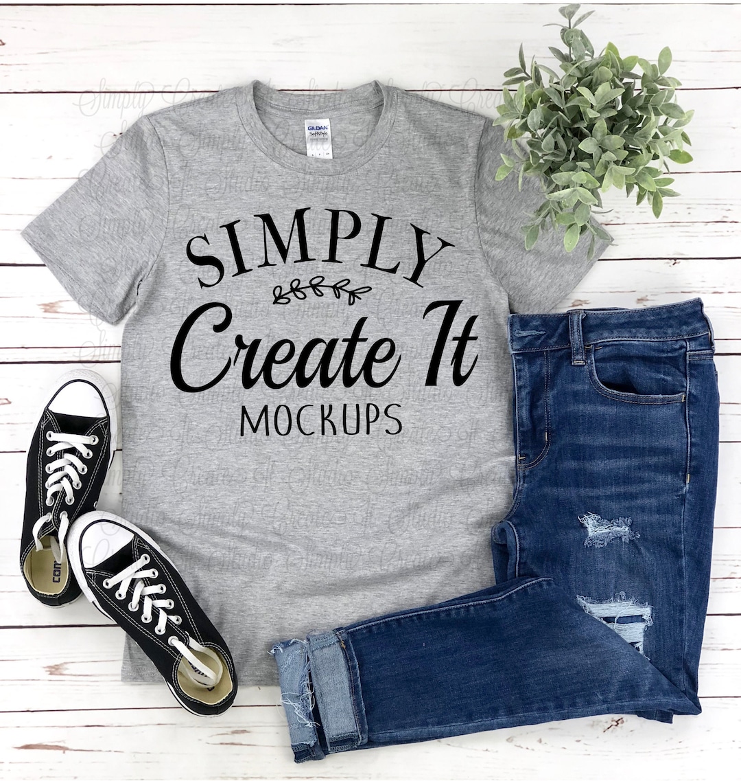 Gildan 64000 Sport Grey Mockup, Gildan 64000, Sport Grey, T-shirt