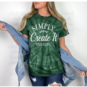 May include: A green tie-dye t-shirt with the text "SIMPLY Create It MOCKUPS" in white.
