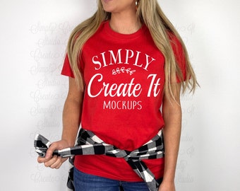 Gildan 64000 Red Mockup, Gildan mockup, Gildan 64000, Red, Red mockup, t-shirt mockup, Flat Lay mockup, Gildan, Red unisex adult shirt