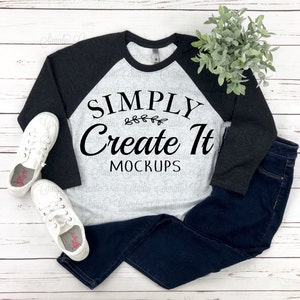 Next Level 6051 Raglan Vintage Black Heather White, Flat lay, Next Level Mockup, Next Level Unisex shirt, Next Level adult shirt