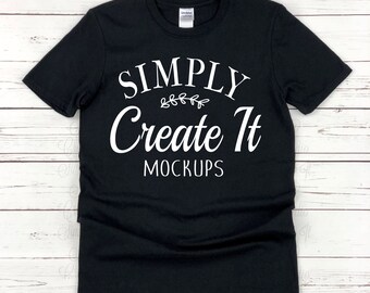 Gildan mockup, Gildan 64000, Black, mockup, t-shirt mockup, Flat Lay mockup, Gildan, Black unisex adult shirt