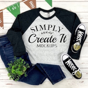 Next Level 6051 Raglan Vintage Black Heather White, Fall Mockup, Flatlay, Next Level Mockup, Next Level Unisex shirt, Next Level adult shirt