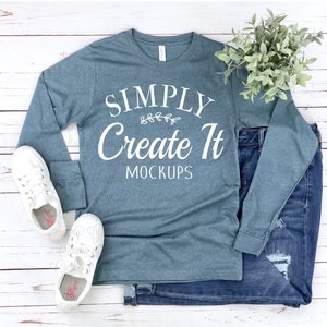 Bella Canvas 3501 Heather Slate mockup, Bella 3501 Heather Slate, Heather Slate mockup, Flat lay mockup, Bella Mockup, Heather Slate 3501