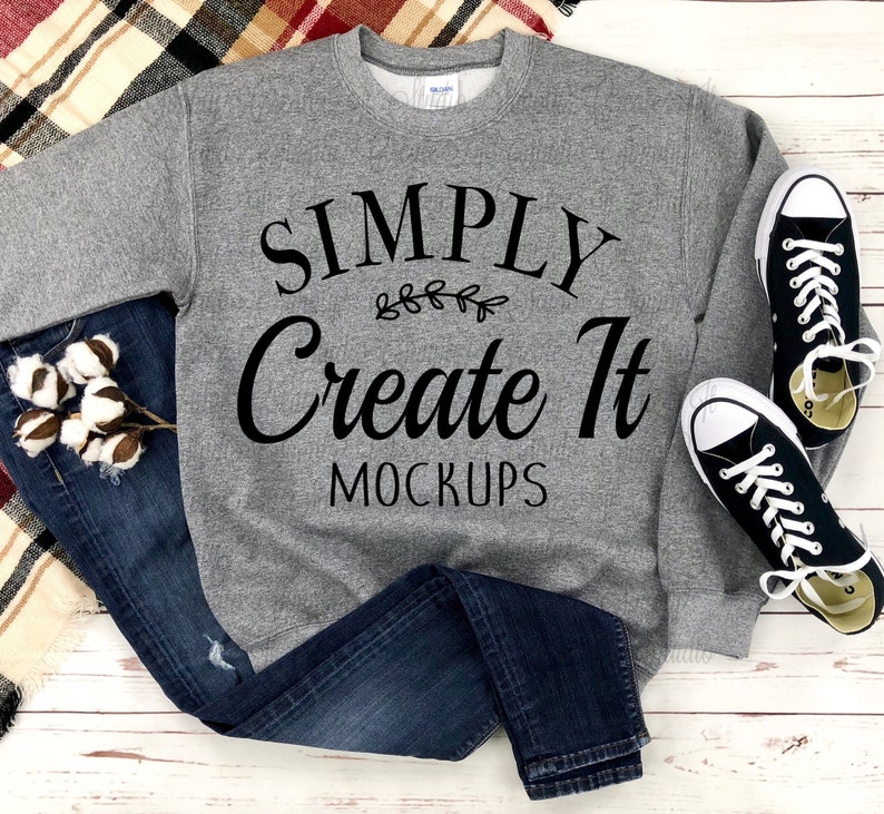 Gildan 18000 Graphite Heather mockup Gildan 18000 Graphite | Etsy