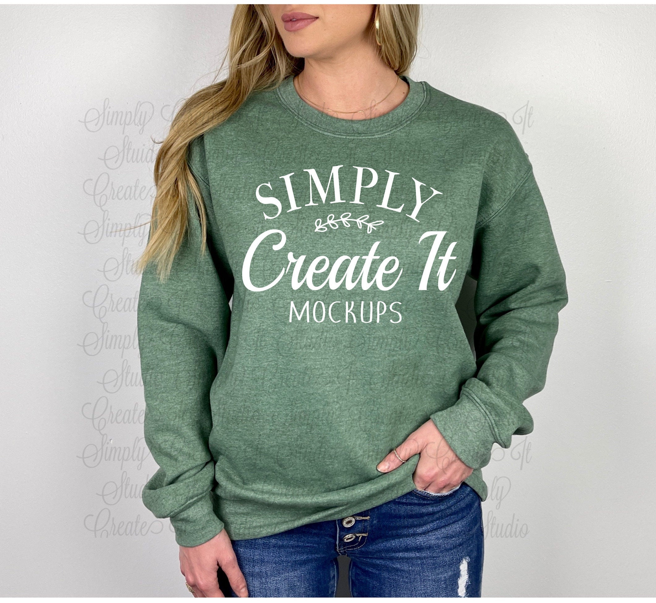 Heather Green Sweatshirt Etsy