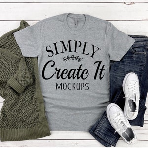 Next Level N6210 Dark Heather Gray Mockup, N6210 Gray Mockup, Mockup, Grey T-shirt mockup, Flat Lay mockup, Next Level Mockup, Gray N6210