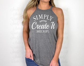 District DT137L Grey Frost Rocker Tank Model Mockup, DT137L Grey Frost, Tank Mockup, Grey Frost Rocker Tank, Rocker Tank, Tank Mockup