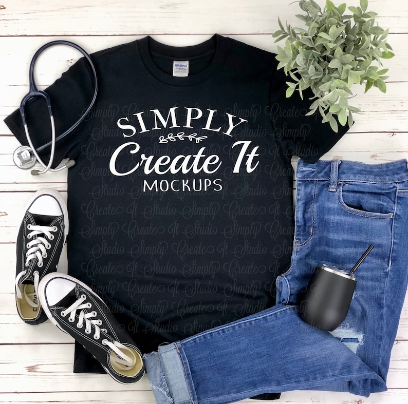 Download Gildan mockup Gildan 64000 Black Nurse mockup t-shirt | Etsy