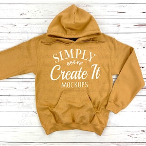 Gildan 18500 Altgold Hoodie Mockup, Gildan 18500, Altgold Hoodie Mockup, Flaches Mockup, Gildan Gold 18500, 18500 Altgold Mockup, Mockup
