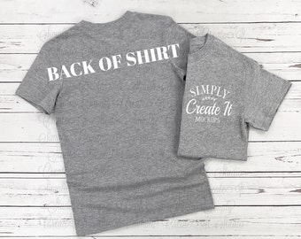 Gildan 64000 Graphite Heather Mockup, BACK OF T-SHIRT, Pocket T-Shirt Mockup, Flat Lay, 64000 Graphite Heather Mockup, 64000 Gray