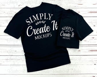 Gildan 64000 Black Mockup, BACK OF T-SHIRT, Pocket T-Shirt Mockup, Flat Lay, 64000 Black Mockup, 64000 Black