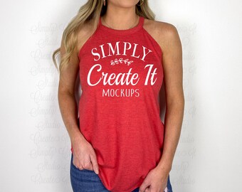 District DT137L Red Frost Rocker Tank Model Mockup, DT137L Red Frost, Red Frost Rocker Tank, Rocker Tank Model Mockup, Red Tank Mockup