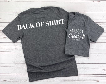Gildan 64000 Dark Heather Gray Mockup, BACK OF T-SHIRT, Pocket T-shirt mockup,Flat Lay mockup Gildan , Dark Heather Gray unisex adult shirt