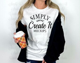 Gildan 64000 White Model Mockup, Model Mockup, Gildan 64000 White Mockup, White T-shirt Mockup, Gildan Mockup, White Shirt Model Mockup