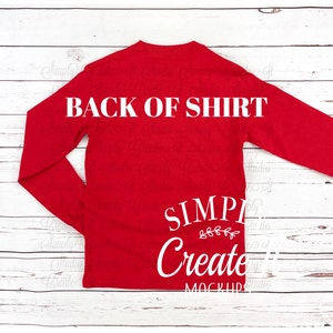 Gildan G2400 Red Long Sleeve Mockup, Gildan G2400, Back of Shirt, Red T-Shirt Mockup, T-Shirt Mockup, Flat Lay Mockup, Gildan 2400 Mockup