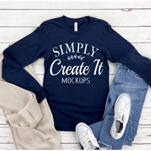 Bella Canvas 3501 Navy Fall Mockup, Bella 3501 Navy, 3501 Navy Fall Mockup, Fall Mockup, Flat Lay mockup, Bella Mockup, Navy 3501