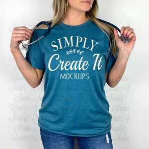 Bella Canvas 3001 Heather Deep Teal Nurse Model Mockup, Heather Deep Teal Mockup, Model Mockup, Mockup, Bella Mockup, Heather Teal 3001
