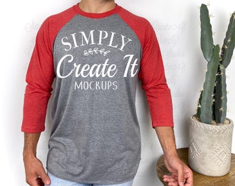 Maqueta del modelo Next Level 6051 Vintage Red Premium Heather, maqueta del modelo 6051 para hombre, maqueta del modelo 6051 rojo, maqueta del Next Level 6051, maqueta del Next Level
