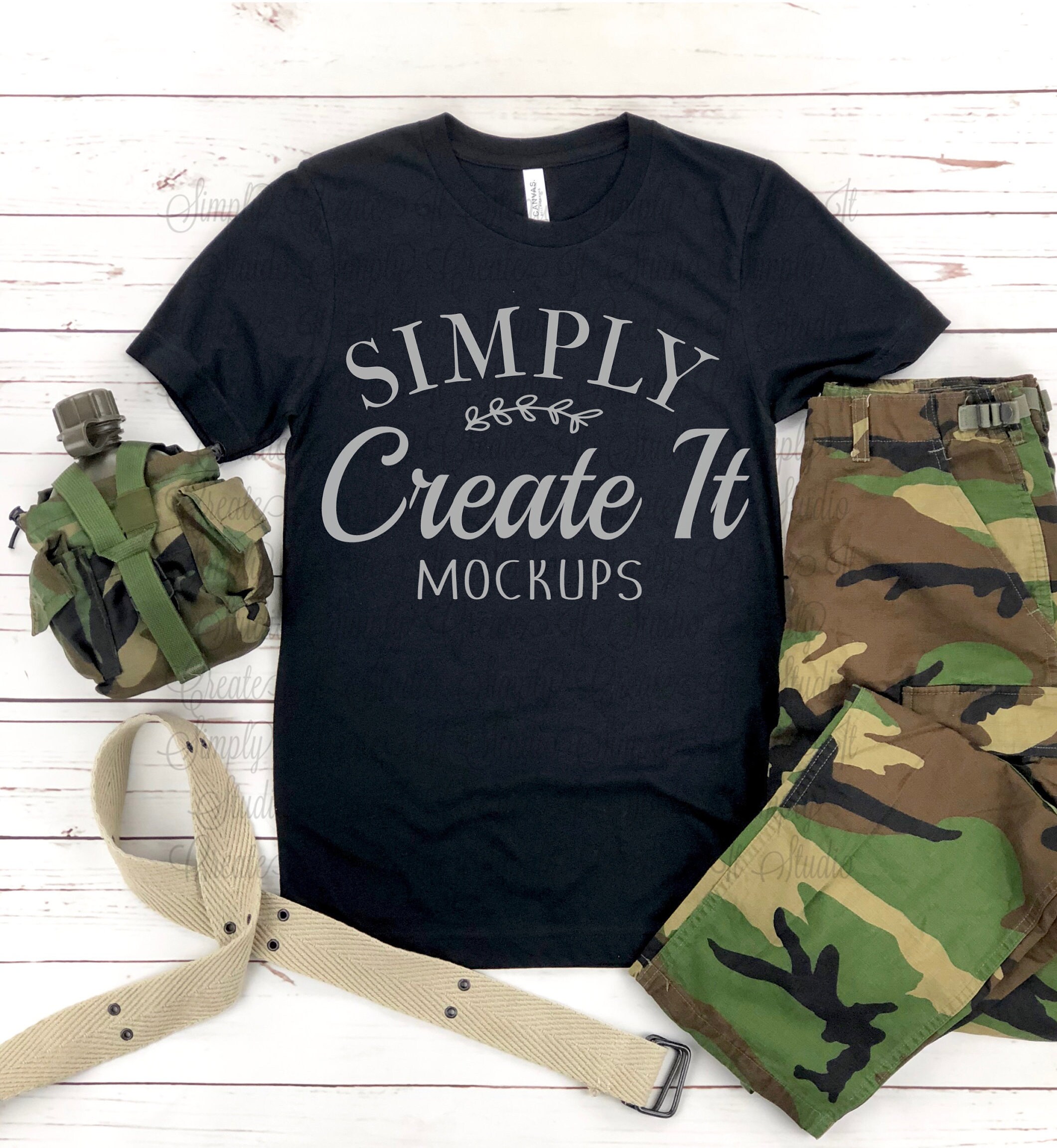 Bella Canvas 3001 Camo Black mockup 